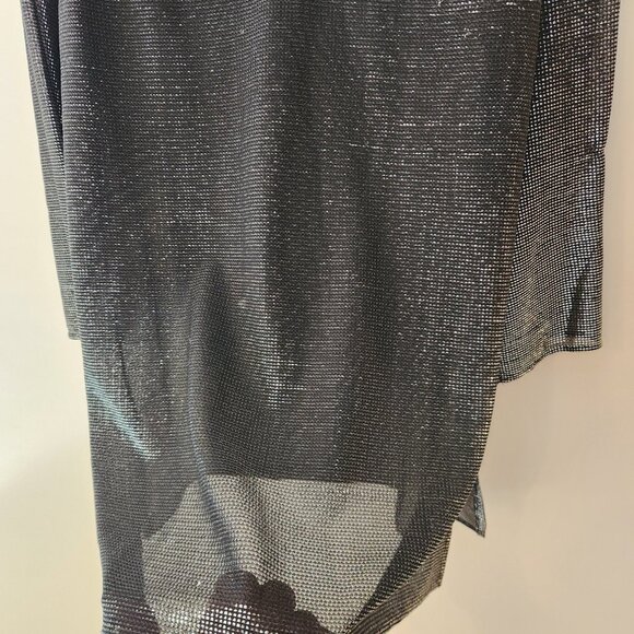 Vintage Teddi of California Black Silver Metallic Tunic V-Neck Disco Size 12 - Picture 6 of 14